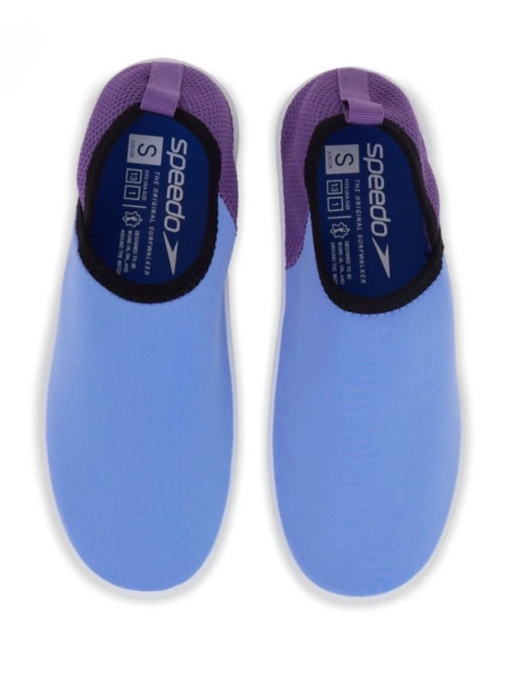 NWT! Speedo Junior Girls Bootie Abstract Printed Water shoes Blue/Purple L 4/5